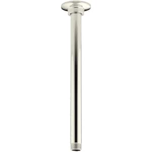 12 in. Ceiling Mount Rainhead Arm and Flange in Vibrant Polished Nickel