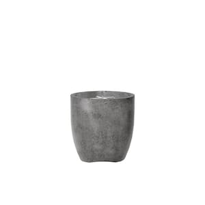 Napa 24 in. x 25 in. Round Concrete Natural Gas Fire Pit in Pewter with 27 lbs. Bag 0.75 in. Black Lava Rocks