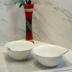 7 in. x 3.25 in. White Bistro Bowl (Set of 2)