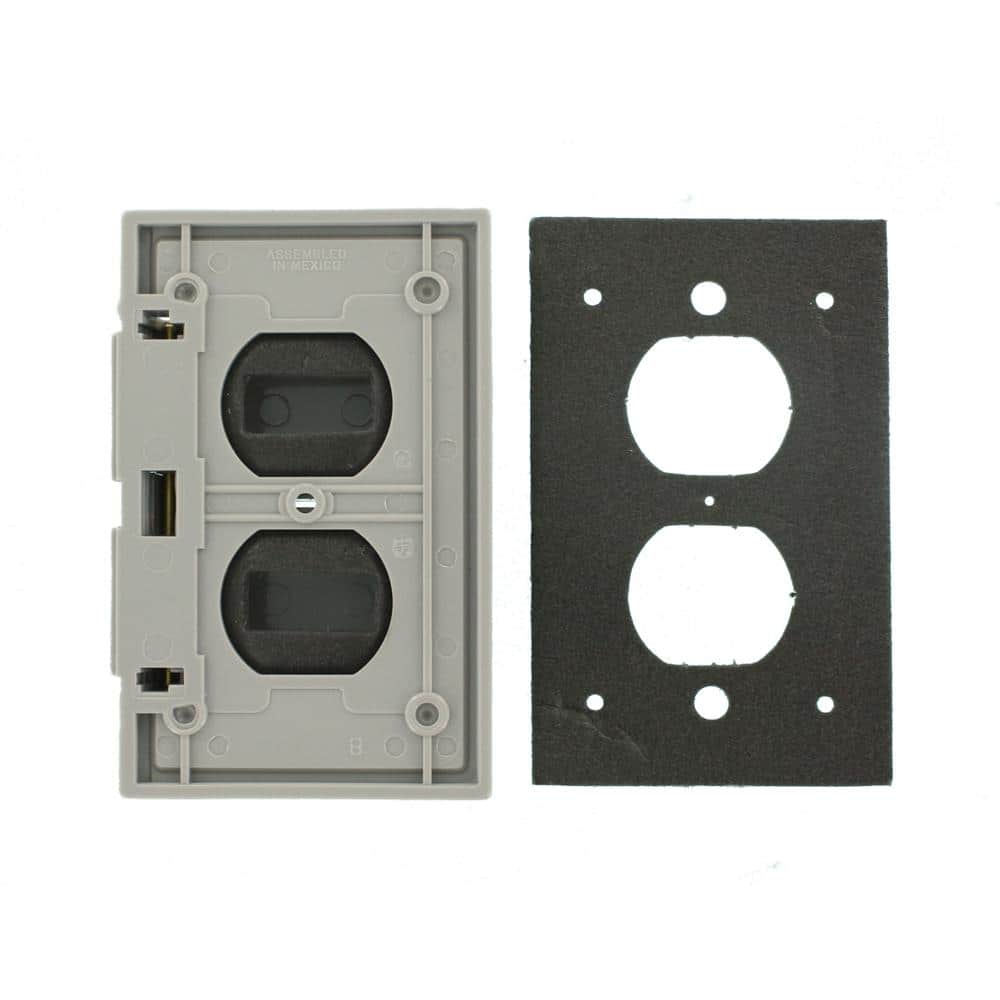 Gray Polycarbonate 1-Gang Weatherproof Duplex Outlet Cover
