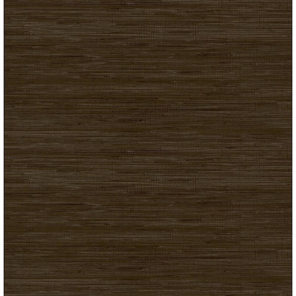 SOCIETY SOCIAL Chocolate Classic Faux Grasscloth Brown Peel and Stick Wallpaper Sample