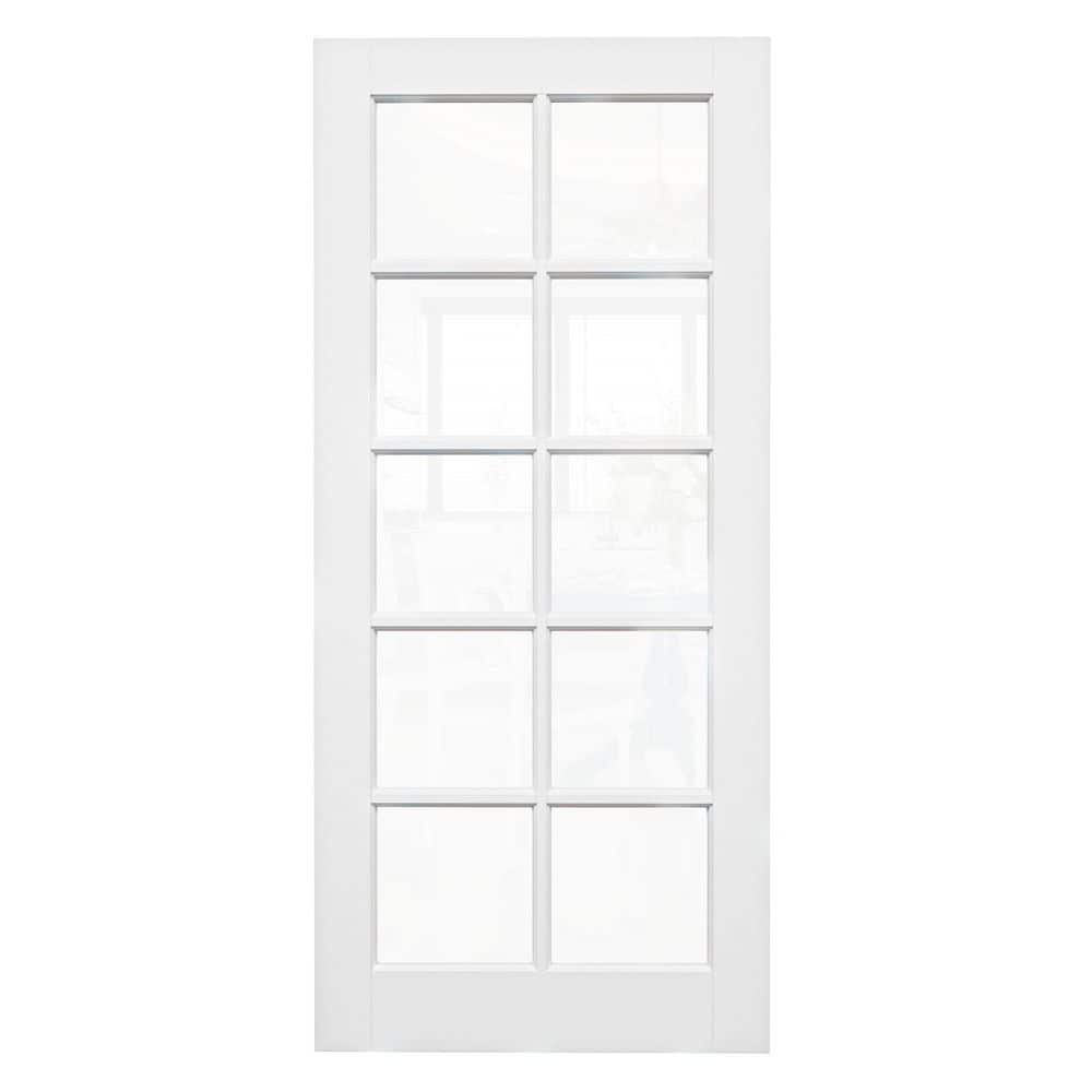 36 in. x 80 in. 10 Lite Clear Glass White Primed Solid Core MDF Not Pre-drilled Interior Door Slab without Hardware Kit price history on PriceWatchPro