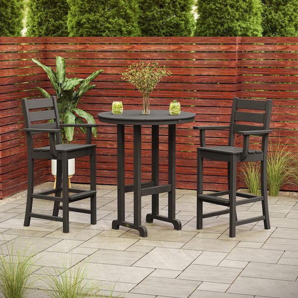 Grant Park Black 3-Piece HDPE Plastic Farmhouse Bar Set