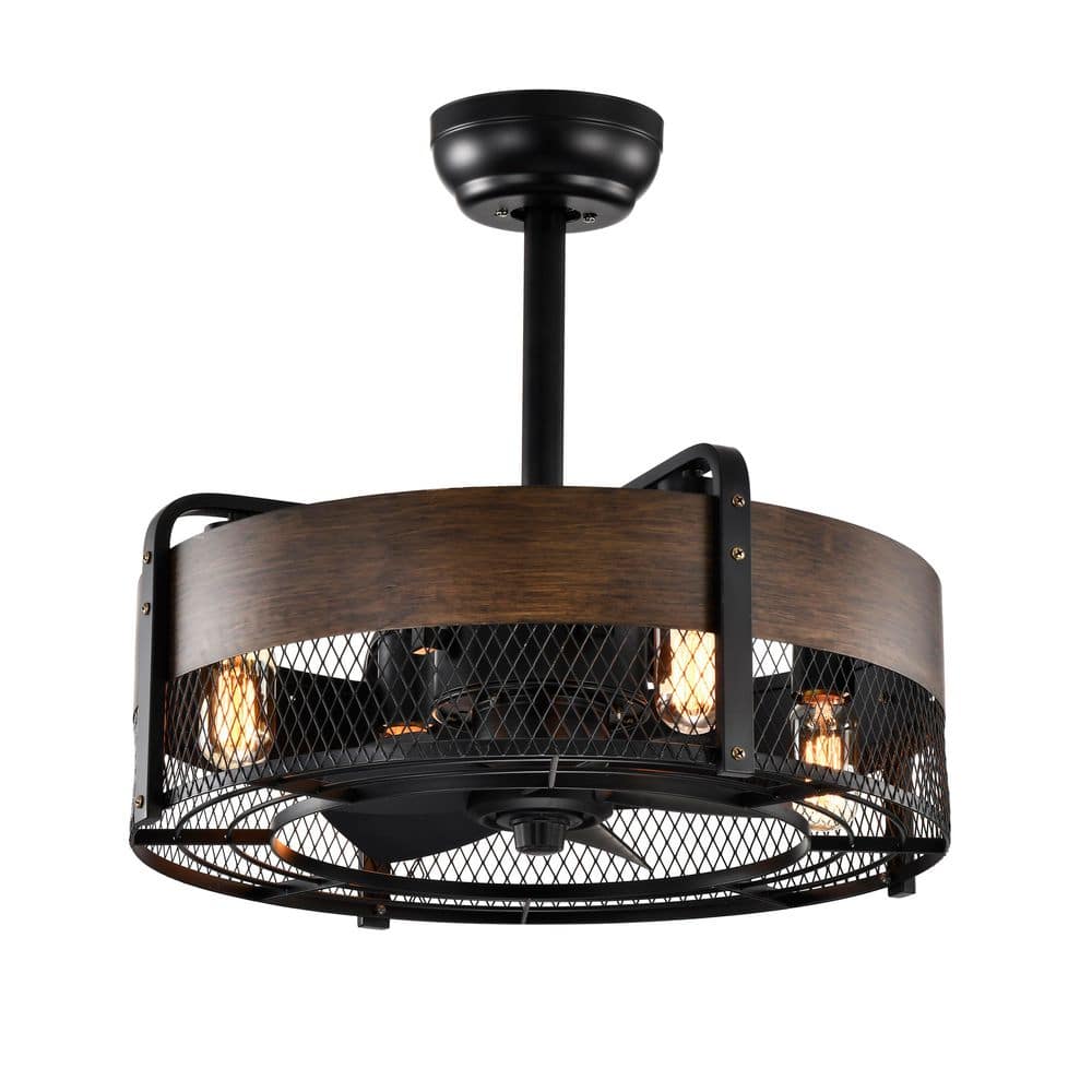 20.6 in. Indoor Black and Dark Brown Ceiling Fan with No Bulbs Included and