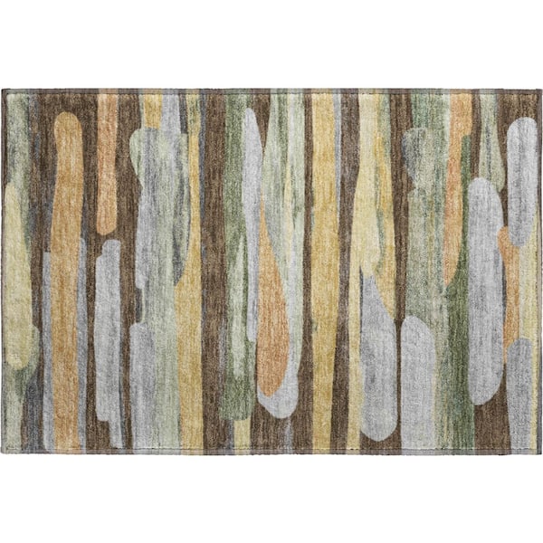 Mayfield Premium Machine Washable Abstract AMF2542 Chocolate 2 ft. x 3 ft. Accent Rug