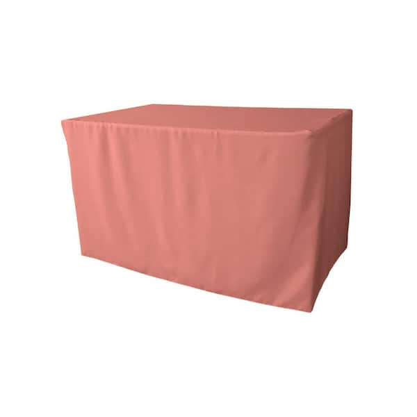 LA Linen 48 in. L x 30 in. W x 30 in. H, Dusty Rose Polyester Poplin Fitted Tablecloth