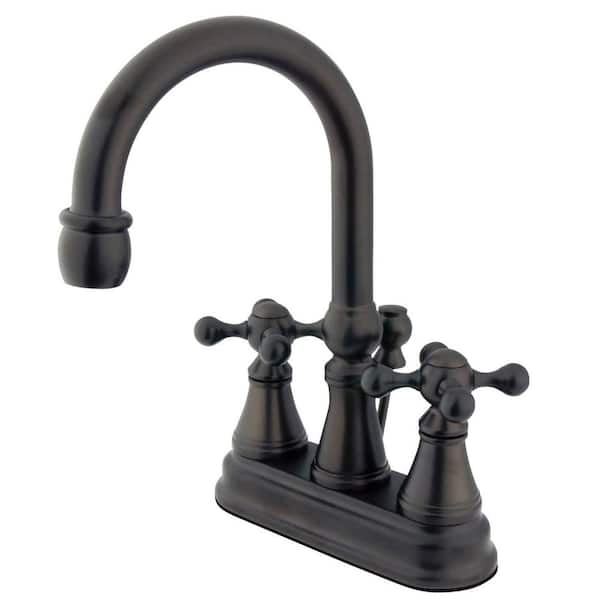Kingston Brass Governor 4 in. Centerset 2-Handle Bathroom Faucet with Brass Pop-Up in Oil Rubbed Bronze