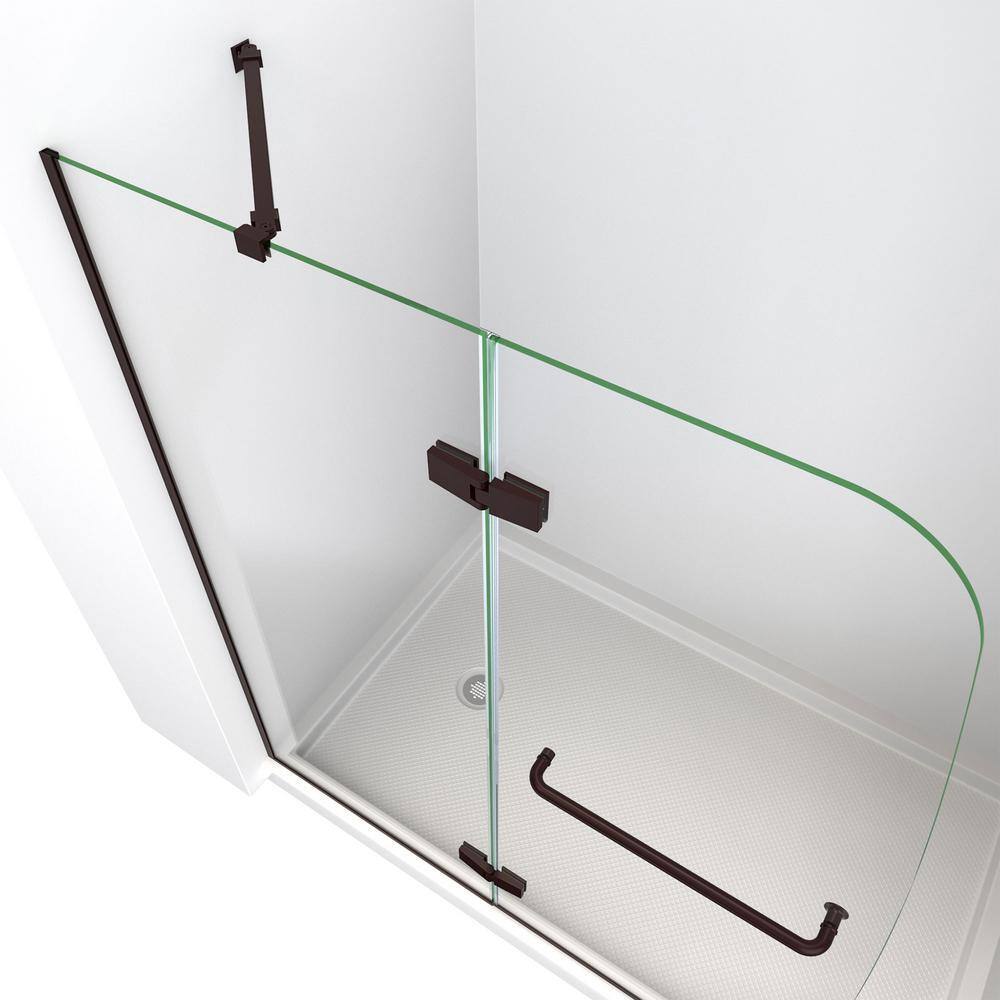 Bronze Frameless Pivot Shower Door with Curved Glass
