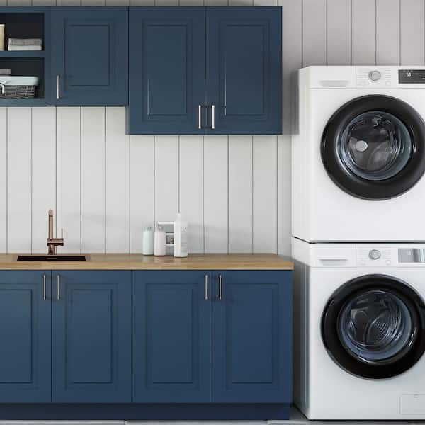 Richmond Valencia Blue 30 in. H x 18 in. W x 12 in. D Plywood Laundry Room Wall Cabinet with 2-Shelf