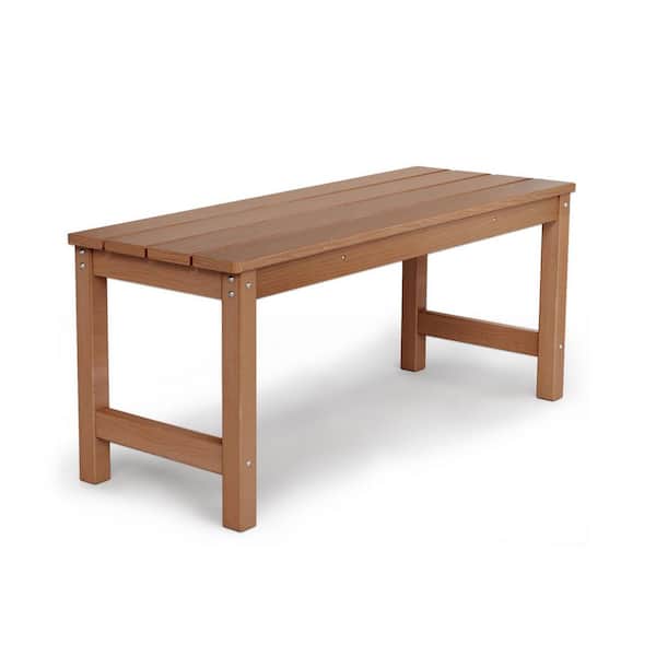 40 in. 2-Person Brown HDPE Plastic Outdoor Bench