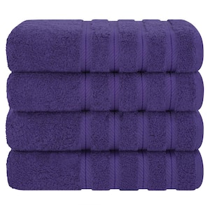Bath Towel Set, 4-Piece 100% Turkish Cotton Bath Towels, 27 x 54 in. Super Soft Towels for Bathroom, Purple