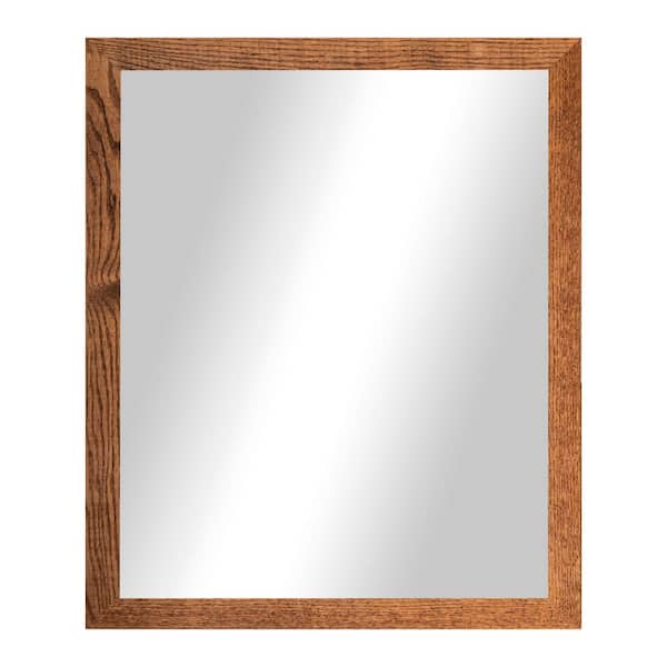 2 in Honey Frame (30 in. W x 25 in. H) Oak Hardwood Rectangle Wall Mirror