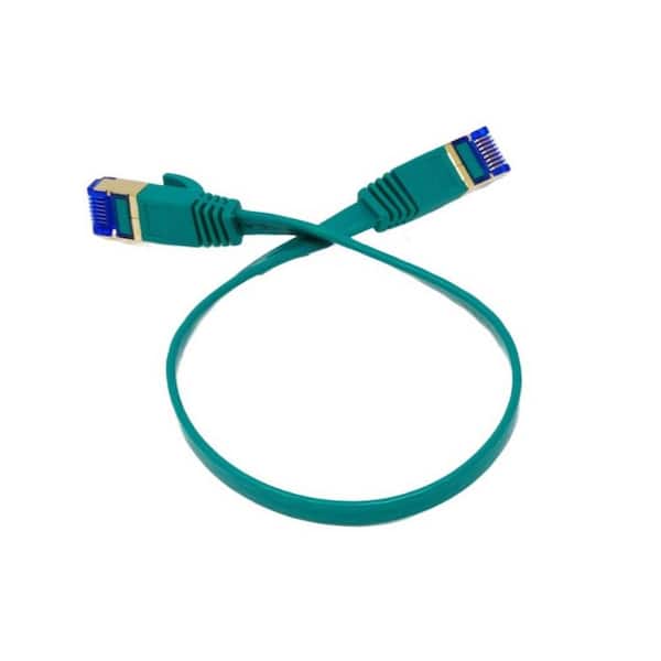 QualGear 1 ft. CAT 7 Flat High-Speed Ethernet Cable - Green