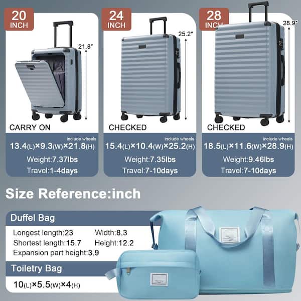 Merax 5 Bags 5-Piece Sky Blue Expandable ABS Hardside