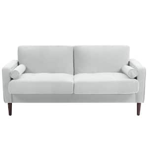63.3 in. Straight Arm Corduroy Fabric Upholstered Rectangle 2-Seater Sofa in. Beige with Wood Legs