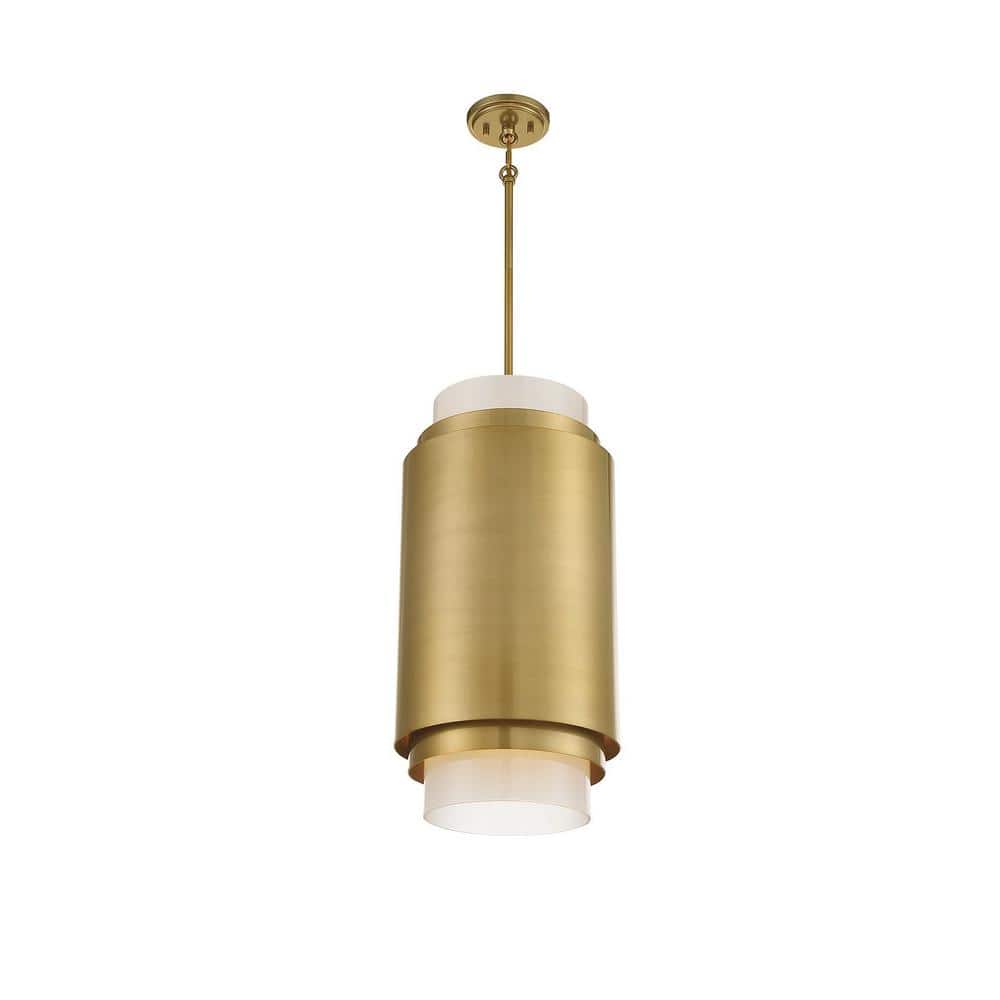 Beacon Modern Frosted Glass 3-Light Pendant in Burnished Brass