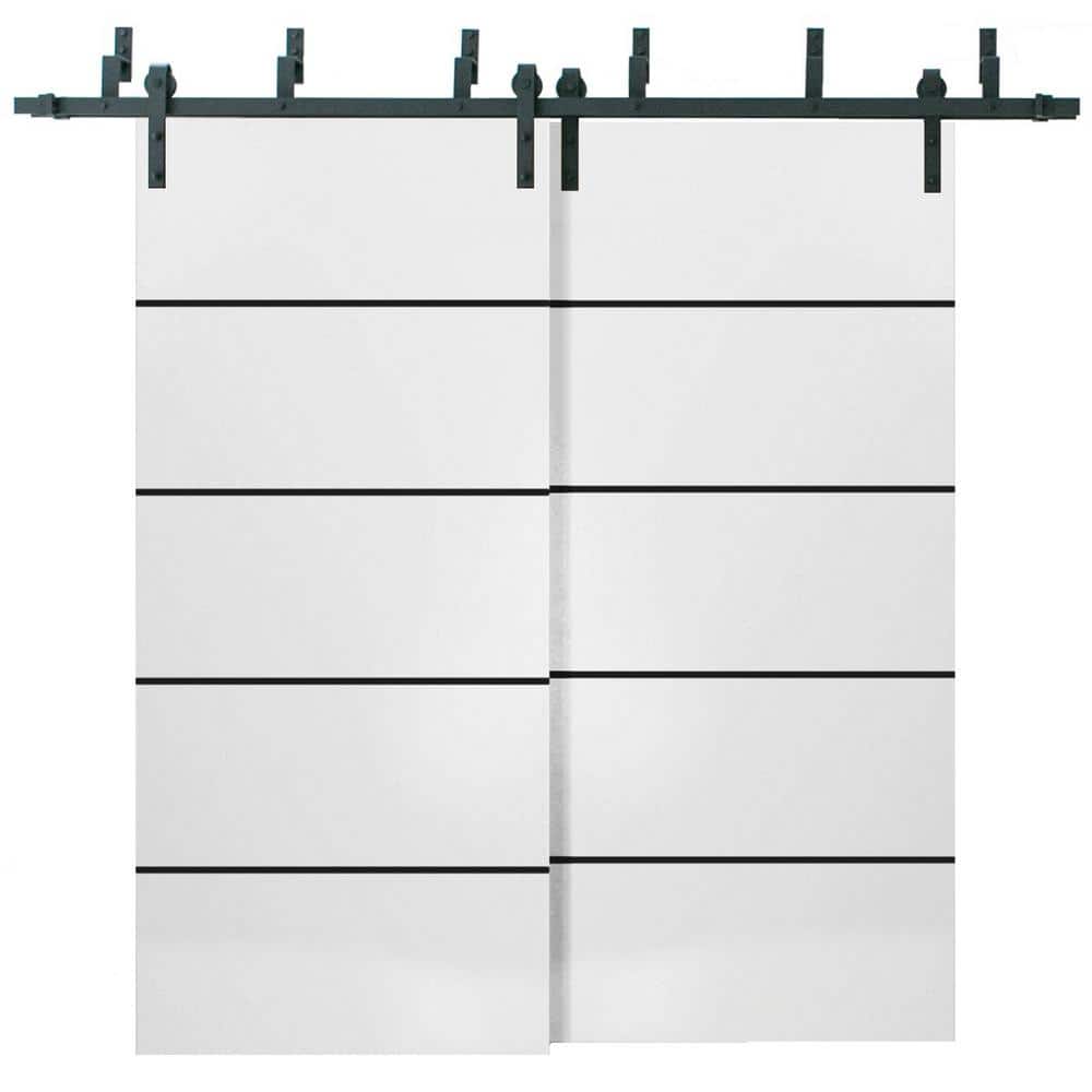 72 in. x 96 in. 2 Panel White Solid Wood with Honeycomb Sliding Barn Door with Hardware Kit price history on PriceWatchPro