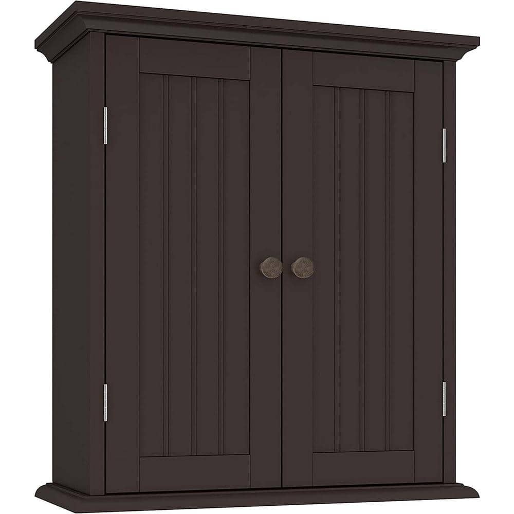 24 in. W x 8.8 in. D x 21.1 in. H Bathroom Storage Wall Cabinet in Brown wi