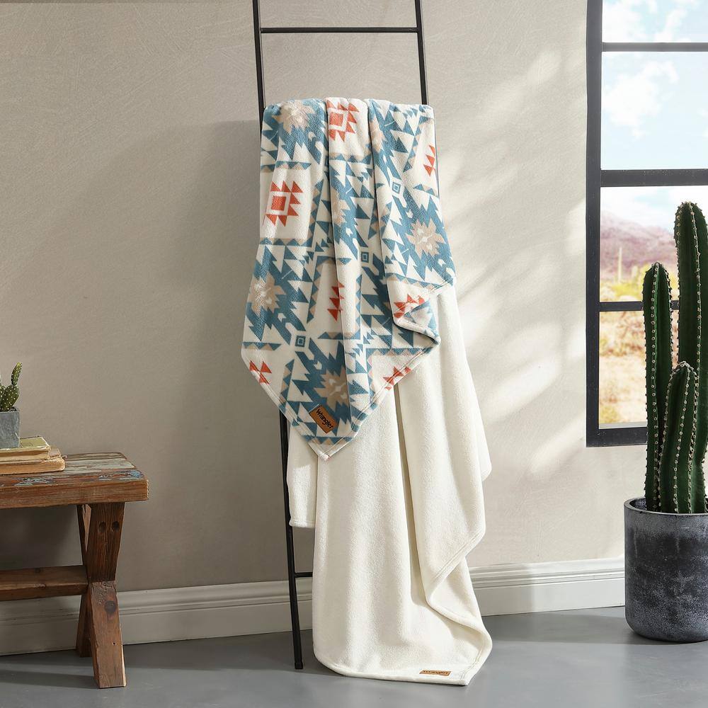 King Ivory Ultra Soft Plush Fleece Reversible Blanket