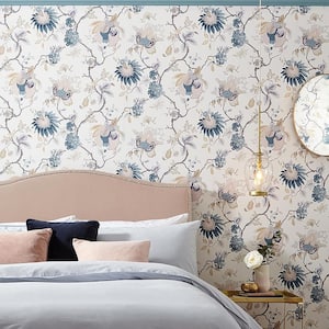 Bordado Dusk Blue Removable Wallpaper Sample