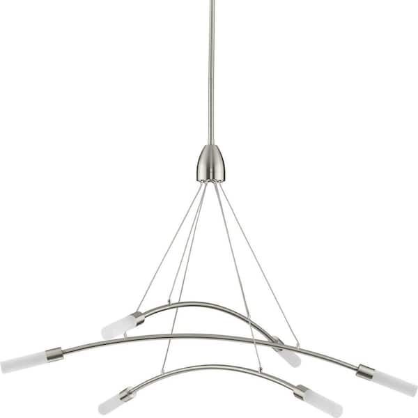 Kylo LED 6-Light Brushed Nickel Frosted Glass LED Modern Chandelier Light