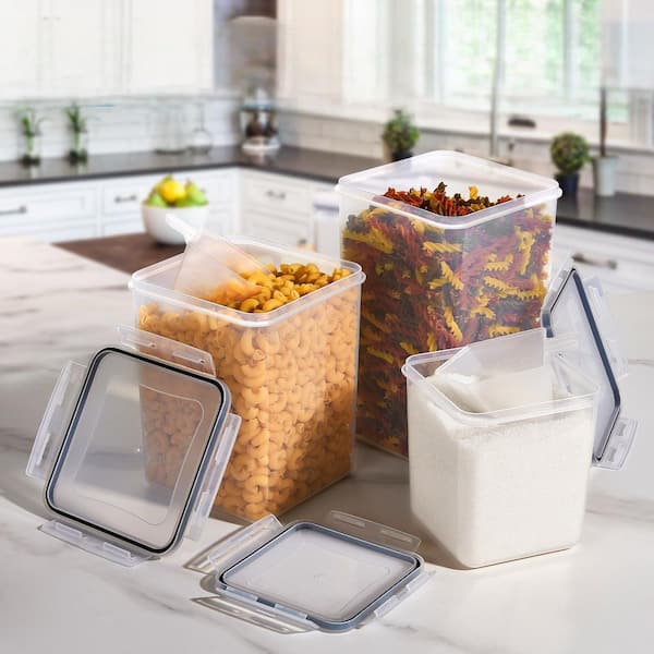 Pantry Organizer Series 10-Piece Food Grade Plastic Storage Container Set with Airtight Lids, BPA Free, Black