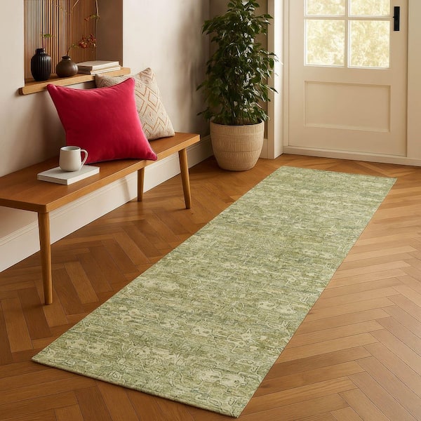 Chantille Machine Washable Indoor/Outdoor Abstract ACN2324 Sage 2 ft. 3 in. x 7 ft. 6 in. Runner Rug