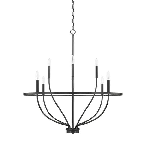 HOMEPLACE LIGHTING Greyson 8-Light 34 in. W x 36.5 in. H Matte Black Chandelier