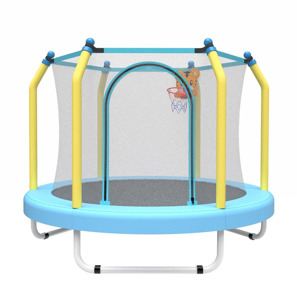 Blue Steel 55 in. Trampoline for Kids Indoor and Outdoor Small Toddler Tram
