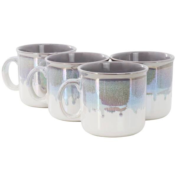 Meritage Luster 4-Piece 19.8 oz. Reactive Glaze Stoneware Can Mug Set in Gray