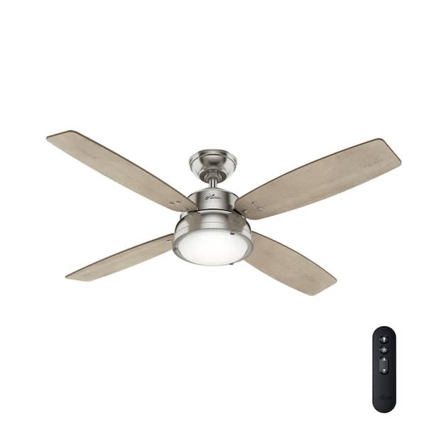 Hunter Wingate 52 in. LED Indoor Brushed Nickel Ceiling Fan with Light Kit and Handheld Remote Control