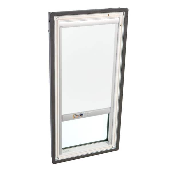 VELUX 21 in. x 45-3/4 in. Fixed Deck-Mounted Skylight with Tempered LowE3 Glass and White Solar Powered Light Filtering Blind