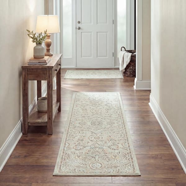Isla Ivory 2 ft. x 6 ft. Medallion Traditional Runner Area Rug