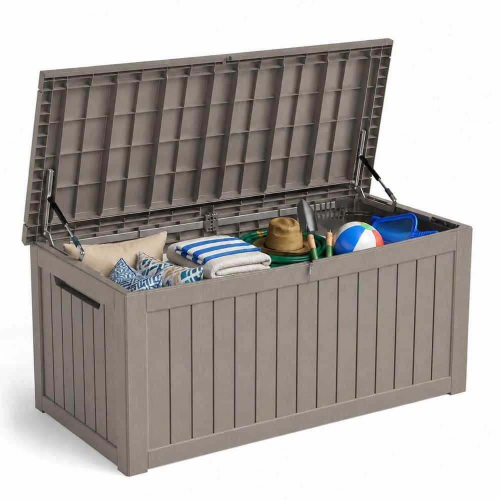 260 Gal. Gray Resin Outdoor Storage Deck Box