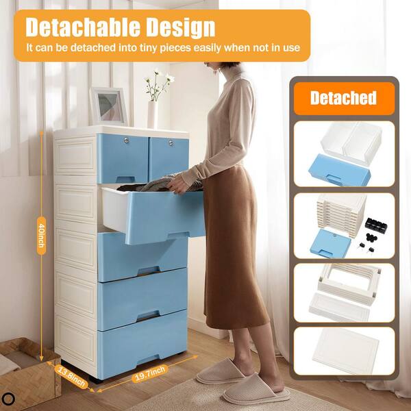 Plastic Cabinet Closet Clothes Storage Organizer Bedside Dresser Locker  6-Drawer