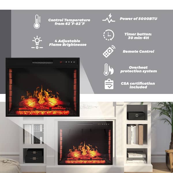 White MDF TV Stand Fits TV's Up to 70 with 28 in. Electric Fireplace