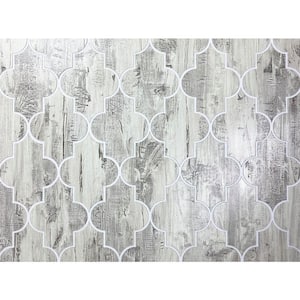 French Country Birch Gray 12 in. x 12 in. Arabesque Waterjet Glass Mosaic Wall Tile (1 sq.ft/Case)