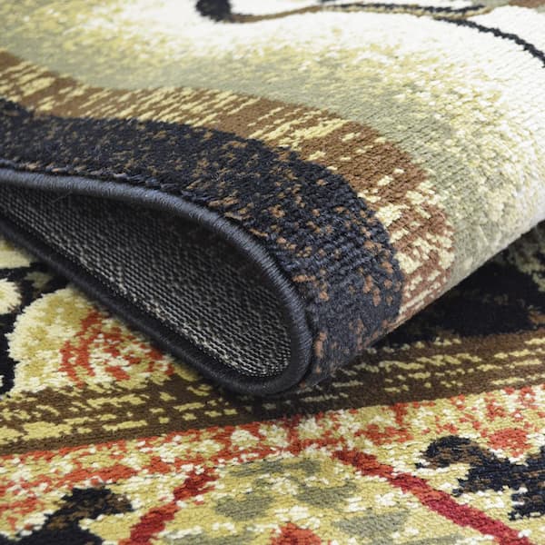 Brown 8 ft. x 10 ft. Woven Animal Print Rectangle Hearthside Cabin Hideaway Lodge Area Rug