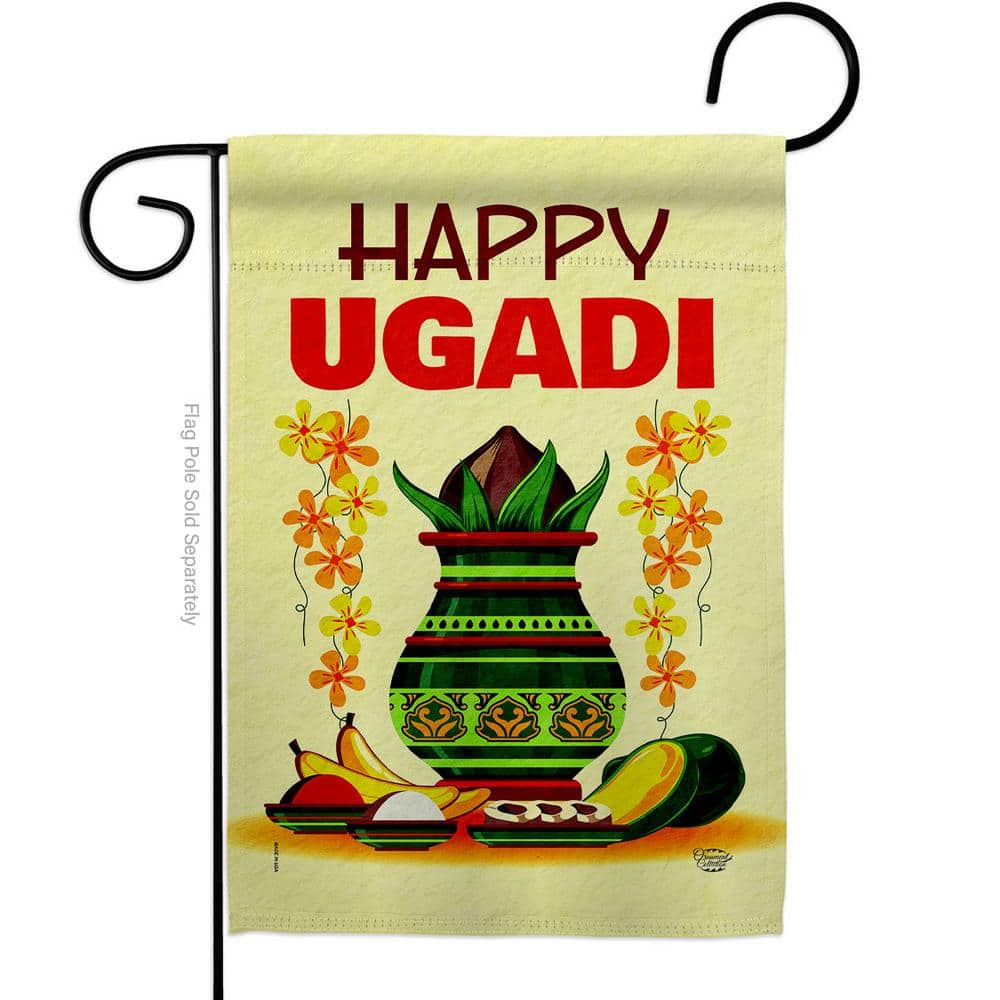 Ornament Collection 13 In X 18 5 In Happy Ugadi Garden Flag Double Sided Religious Decorative Vertical Flags Hdg192503 Bo The Home Depot