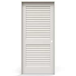 JELD-WEN 36 in. x 80 in. 2 Panel Louver Right-Handed Solid Core