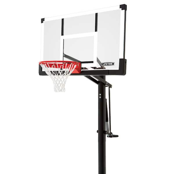 Lifetime 54 in. Tempered Rigid Arm, Pump Adjust In-Ground Basketball System