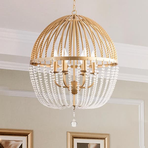 Cheyenne 6-Light Gold Unique/Statement Chandelier with Crystal Accents