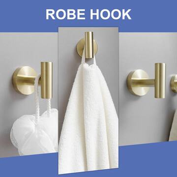 BWE 6-Piece Modern Bath Hardware Set with Towel Ring Toilet Paper Holder Towel hook and Towel Bar Wall Mount in Brushed Gold A-91020-6-BG