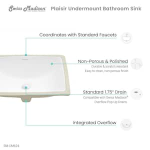 Plaisir 18 in. Rectangular Under-Mount Bathroom Sink in White