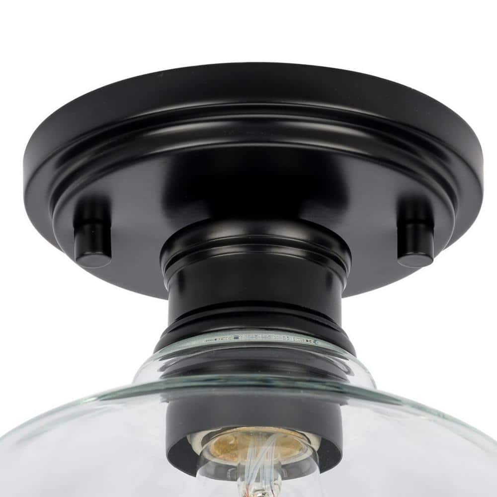 Matte Black Glass Semi-Flush Mount Light Fixture