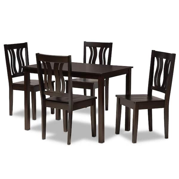 Baxton Studio Zamira 5-Piece Dark Brown Dining Set