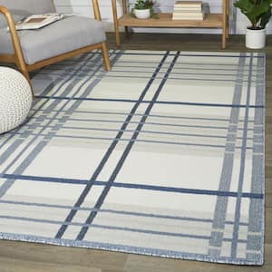 Hannes Blue 5 ft. 3 in. x 7 ft. Plaid Area Rug