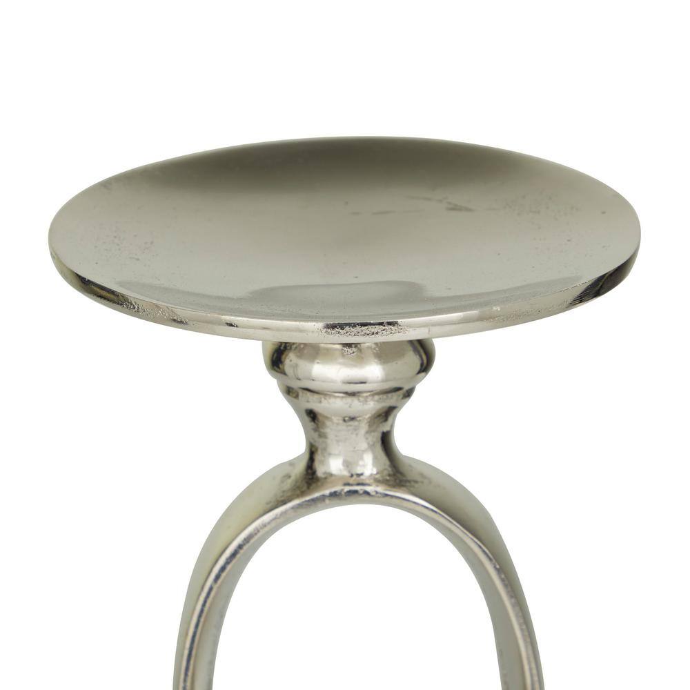 Silver and Black Aluminum Marble Tabletop Candlestick Set