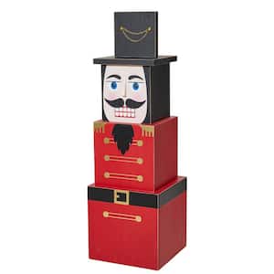 36 in. H Wooden Block Nutcracker Porch Decor