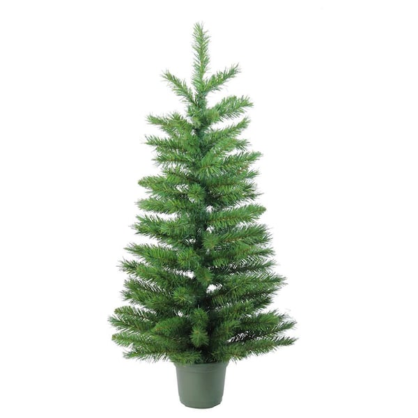 3' Slim Green Walkway Potted Artificial Christmas Tree-Unlit
